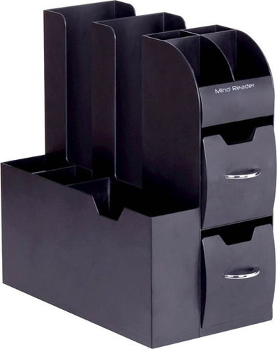 Mind Reader - 30 K-Cup Carousel Coffee Pods Holder with Coffee Condiment Caddy Organizer - Black